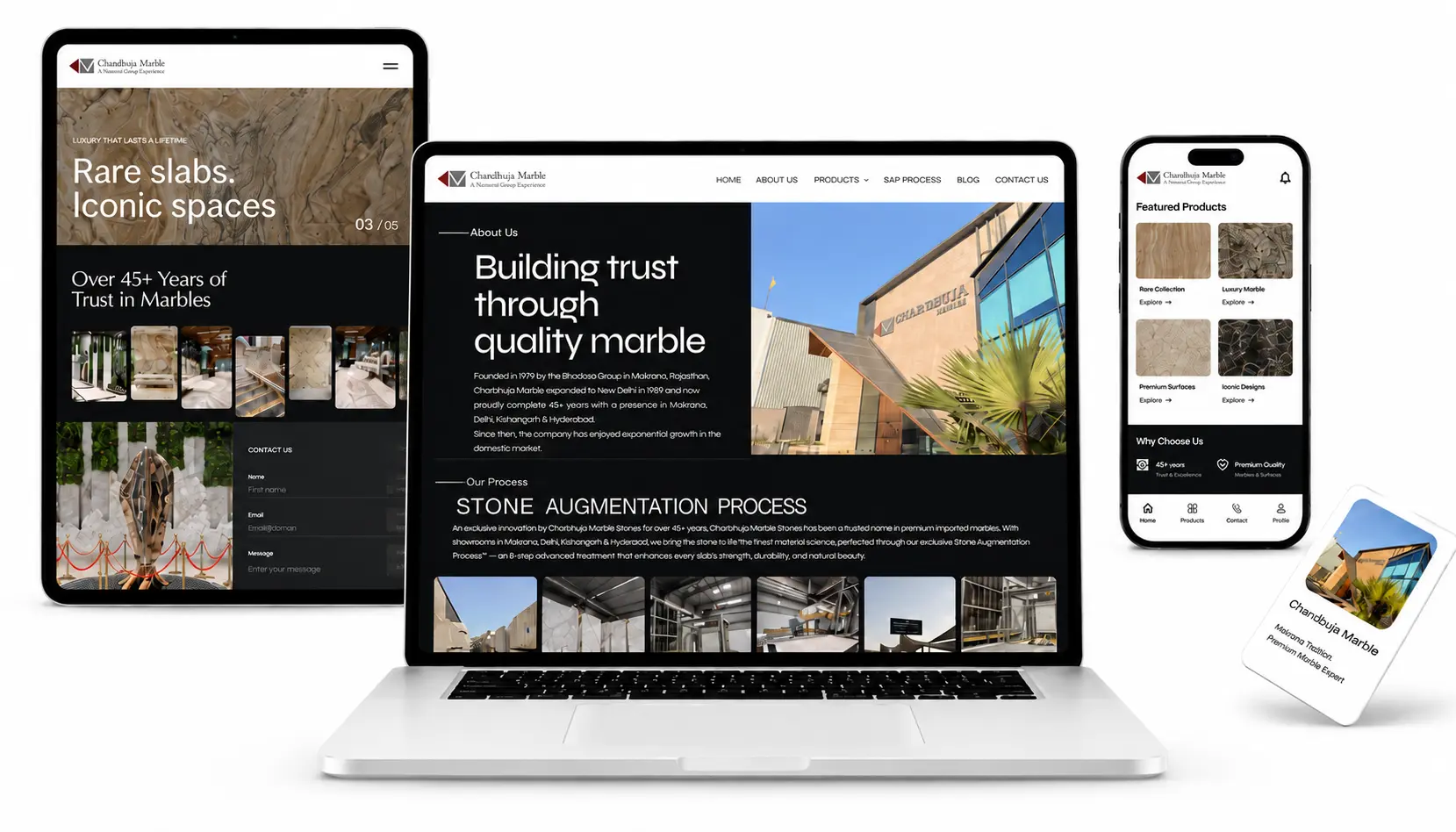 Charbhuja Marble WordPress showroom website for an Indian business