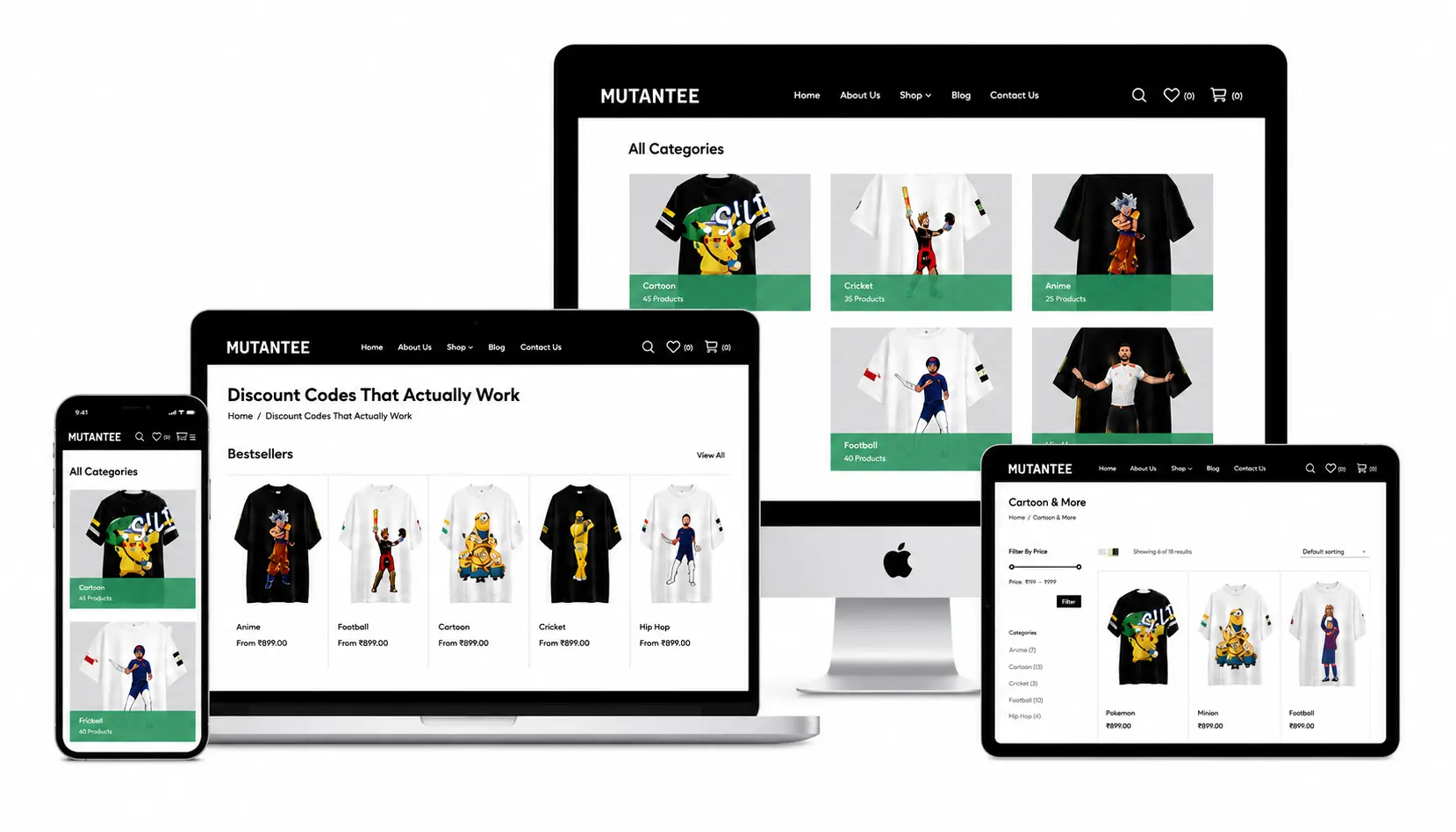 Mutantee pop culture fashion WordPress store for an Indian brand