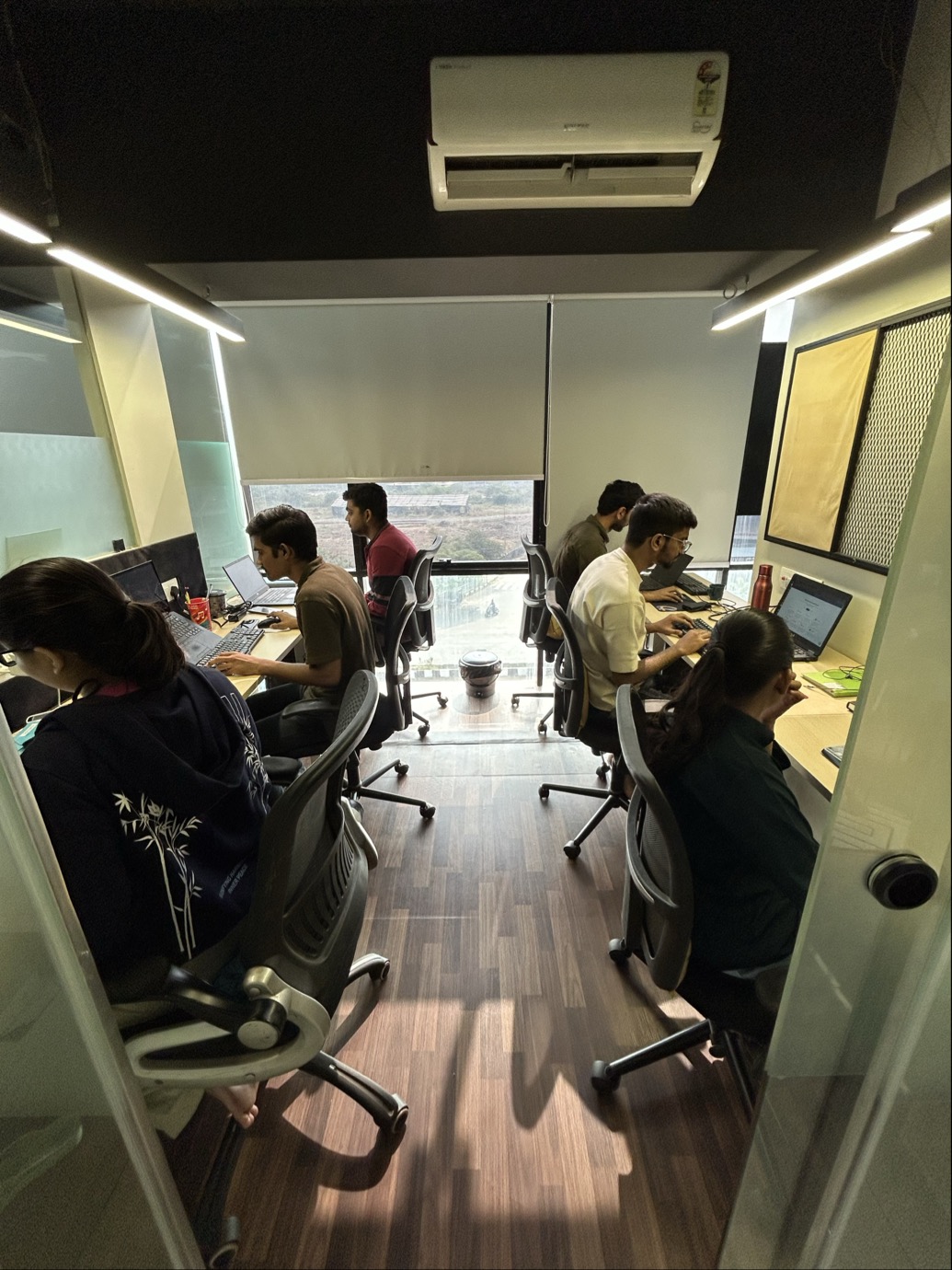 sunset behind San Francisco city skyline